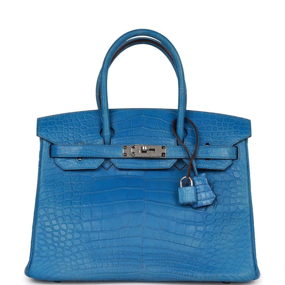 Hermes Birkin 30 Bleu Mykonos Matte Alligator Palladium Hardware