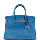 Hermes Birkin 30 Bleu Mykonos Matte Alligator Palladium Hardware