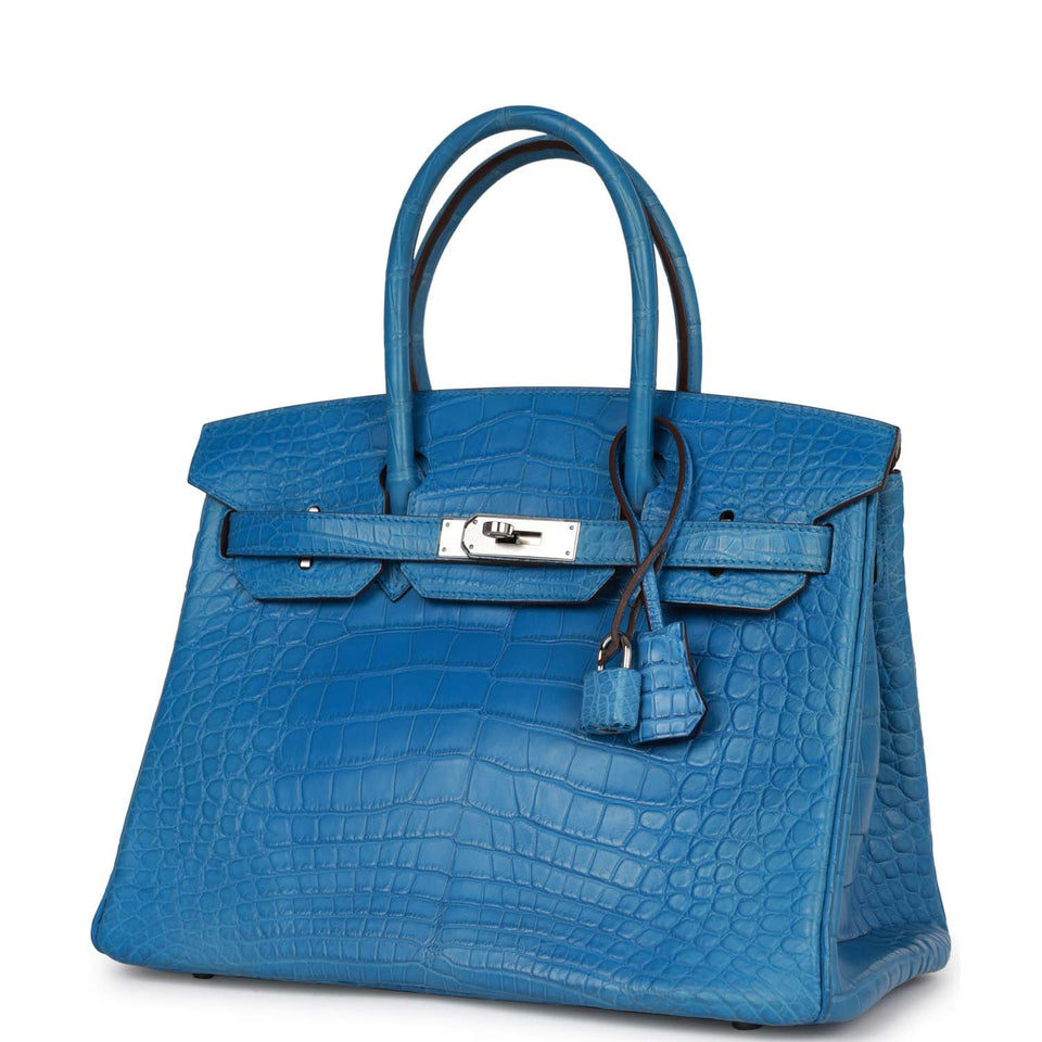 Hermes Birkin 30 Bleu Mykonos Matte Alligator Palladium Hardware