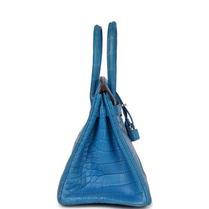 Hermes Birkin 30 Bleu Mykonos Matte Alligator Palladium Hardware