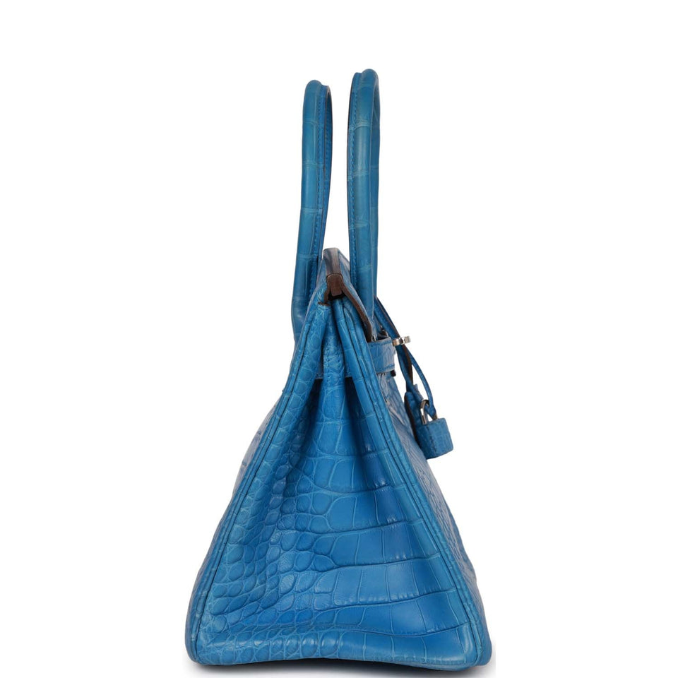 Hermes Birkin 30 Bleu Mykonos Matte Alligator Palladium Hardware