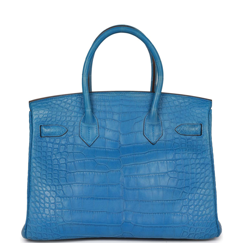 Hermes Birkin 30 Bleu Mykonos Matte Alligator Palladium Hardware