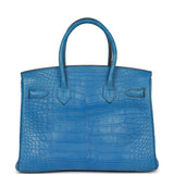 Hermes Birkin 30 Bleu Mykonos Matte Alligator Palladium Hardware