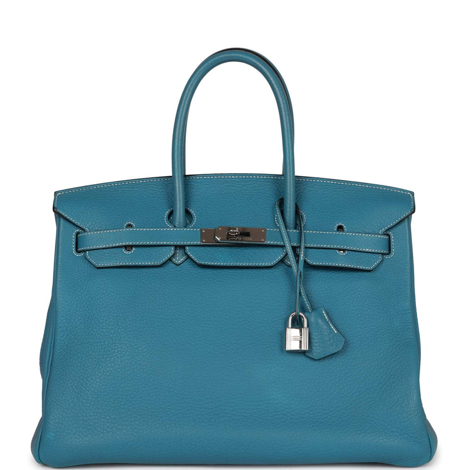 Hermes Birkin 35 Bleu Jean Togo Palladium Hardware