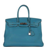 Hermes Birkin 35 Bleu Jean Togo Palladium Hardware