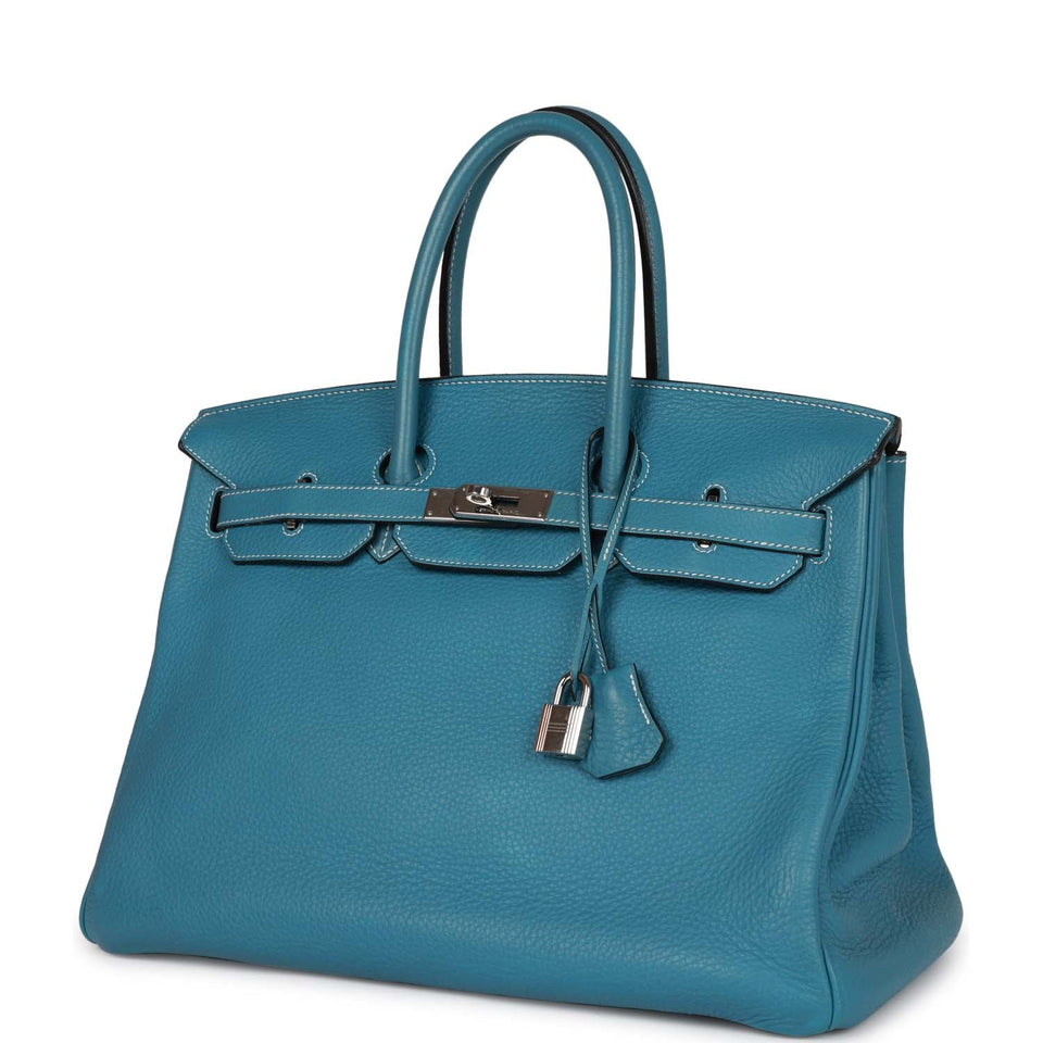 Hermes Birkin 35 Bleu Jean Togo Palladium Hardware