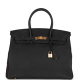 Hermes Birkin 35 Black Togo Gold Hardware