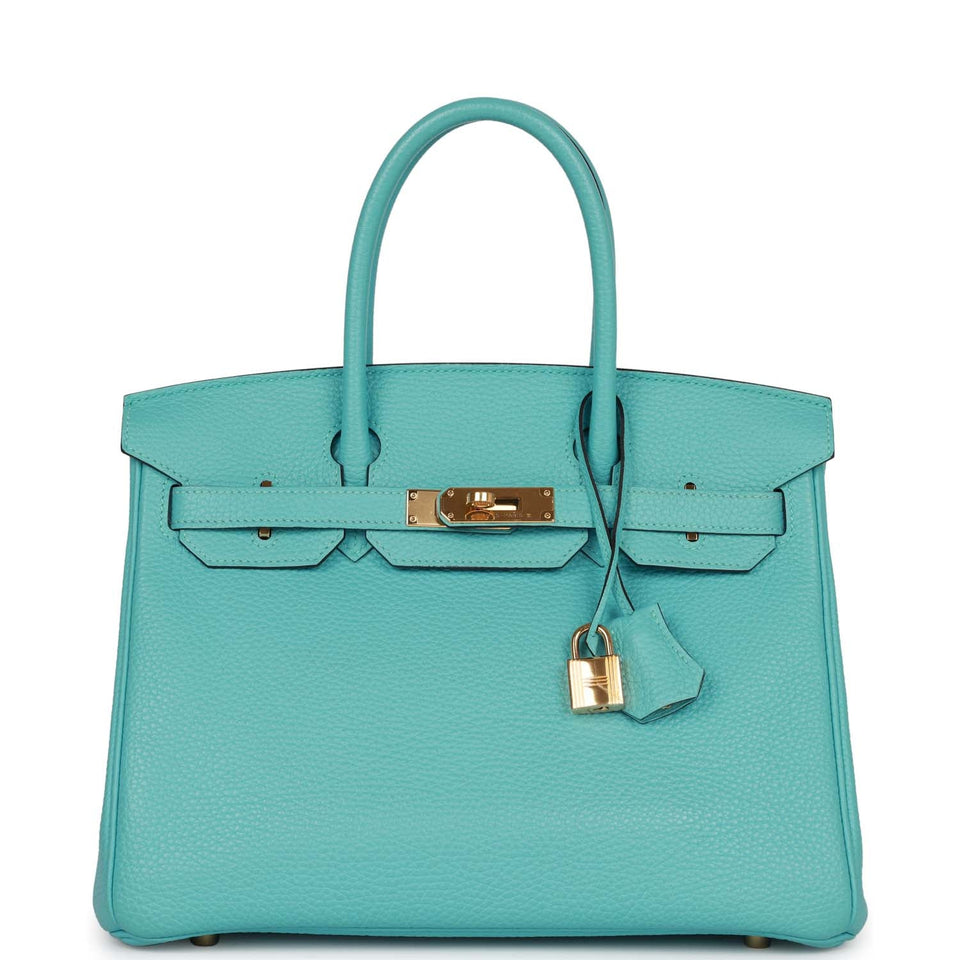 Hermes Birkin 30 Bleu Atoll Clemence Gold Hardware