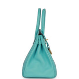 Hermes Birkin 30 Bleu Atoll Clemence Gold Hardware