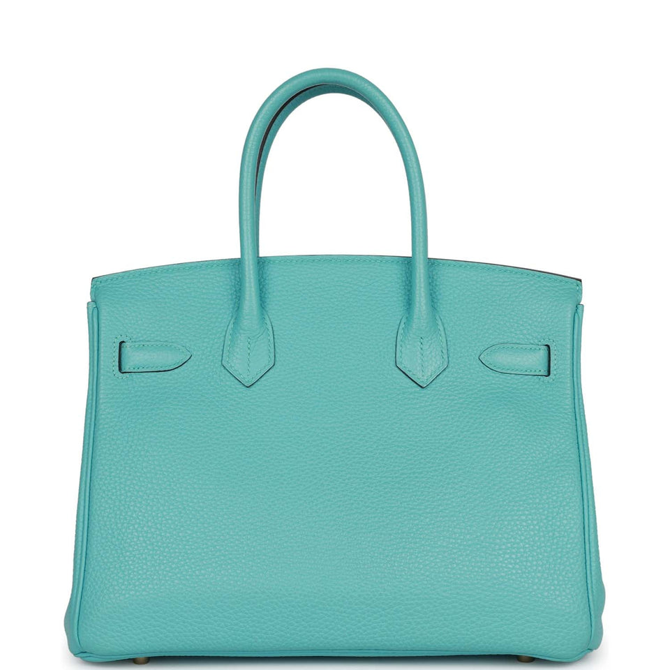 Hermes Birkin 30 Bleu Atoll Clemence Gold Hardware