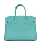 Hermes Birkin 30 Bleu Atoll Clemence Gold Hardware