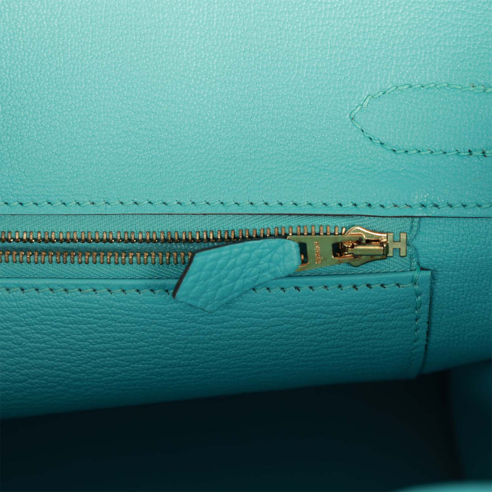 Hermes Birkin 30 Bleu Atoll Clemence Gold Hardware