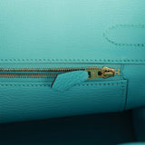 Hermes Birkin 30 Bleu Atoll Clemence Gold Hardware