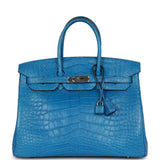 Hermes Birkin 35 Mykonos Matte Alligator Palladium Hardware