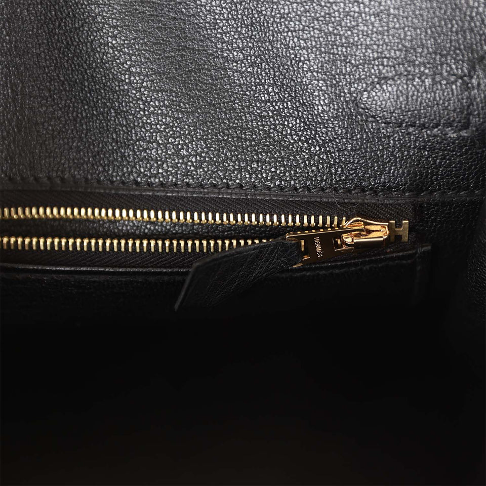 Hermes Birkin 25 Black Ostrich Gold Hardware
