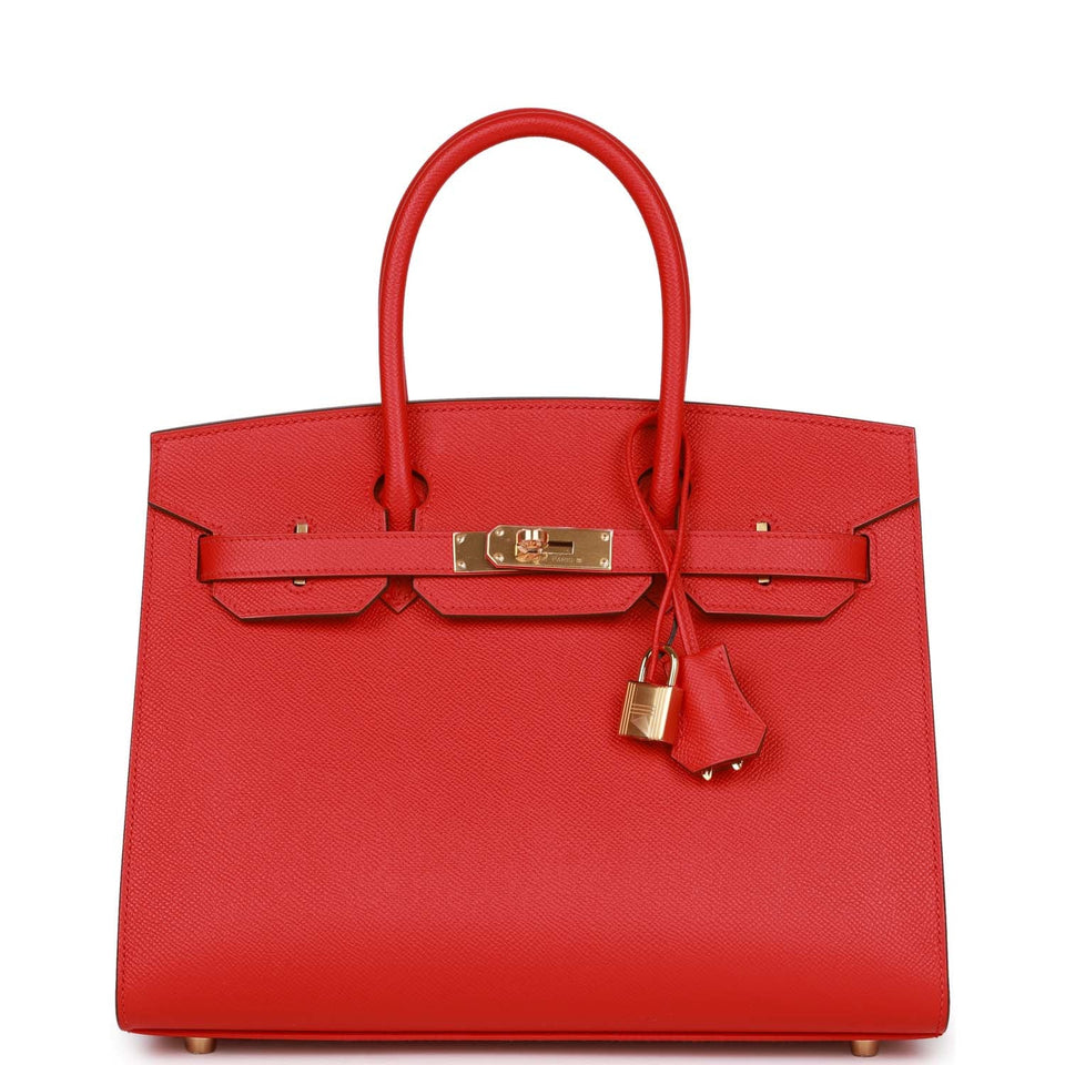 Hermes Birkin Sellier 30 Rouge Casaque Epsom Gold Hardware