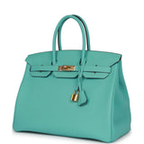 Hermes Birkin 35 Bleu Atoll Togo Gold Hardware