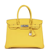 Hermes Birkin 30 Jaune de Naples Taurillon Novillo Palladium Hardware