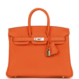 Hermes Birkin 25 Orange Minium Togo Palladium Hardware