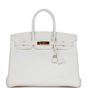 Hermes Special Order (HSS) Birkin 35 White Clemence Gold Hardware