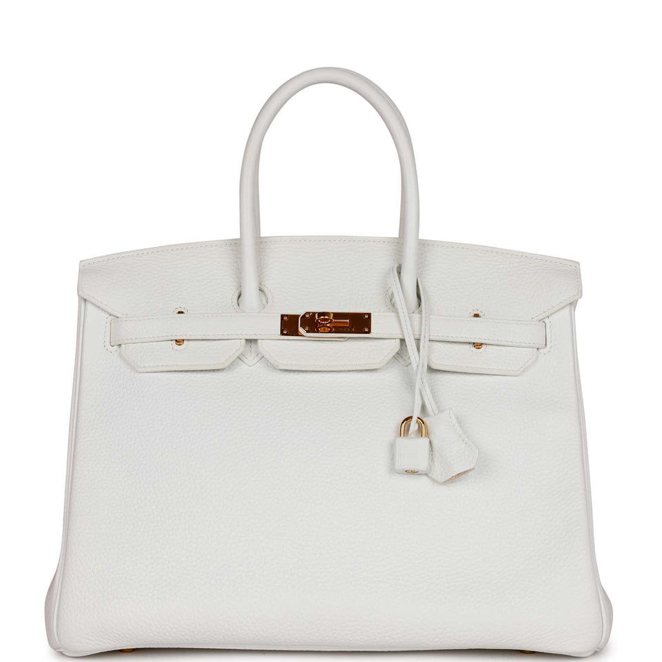 Hermes Special Order (HSS) Birkin 35 White Clemence Gold Hardware