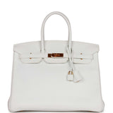 Hermes Special Order (HSS) Birkin 35 White Clemence Gold Hardware