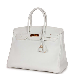 Hermes Special Order (HSS) Birkin 35 White Clemence Gold Hardware