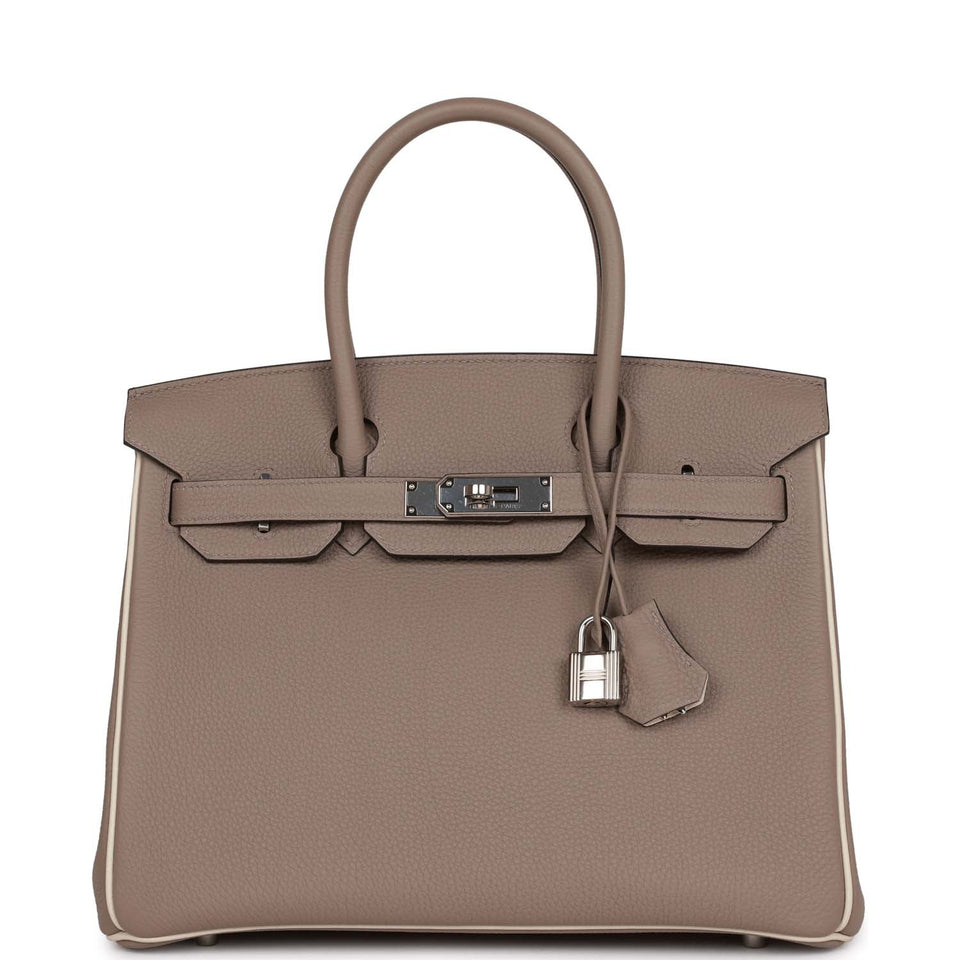 Hermes Special Order (HSS) Birkin 30 Gris Tourterelle and Craie Togo Palladium Hardware