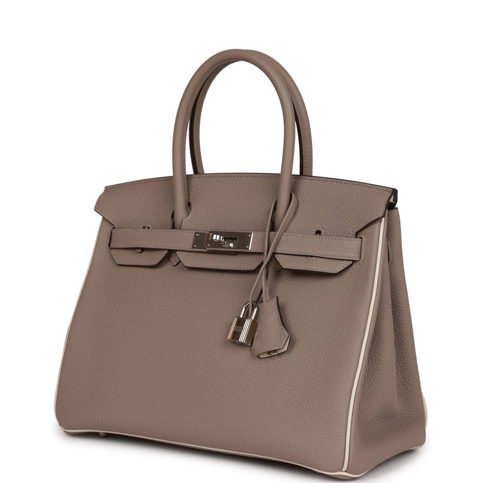 Hermes Special Order (HSS) Birkin 30 Gris Tourterelle and Craie Togo Palladium Hardware