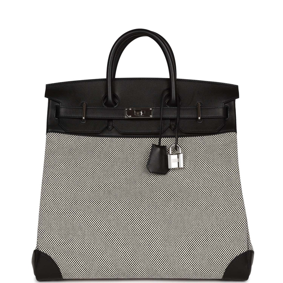 Hermes Birkin 40 HAC Black Evercolor and Toile Palladium Hardware