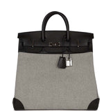 Hermes Birkin 40 HAC Black Evercolor and Toile Palladium Hardware
