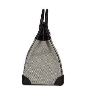 Hermes Birkin 40 HAC Black Evercolor and Toile Palladium Hardware