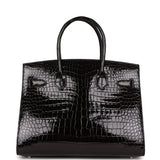 Hermes Birkin Sellier 30 Black Shiny Porosus Crocodile Palladium Hardware