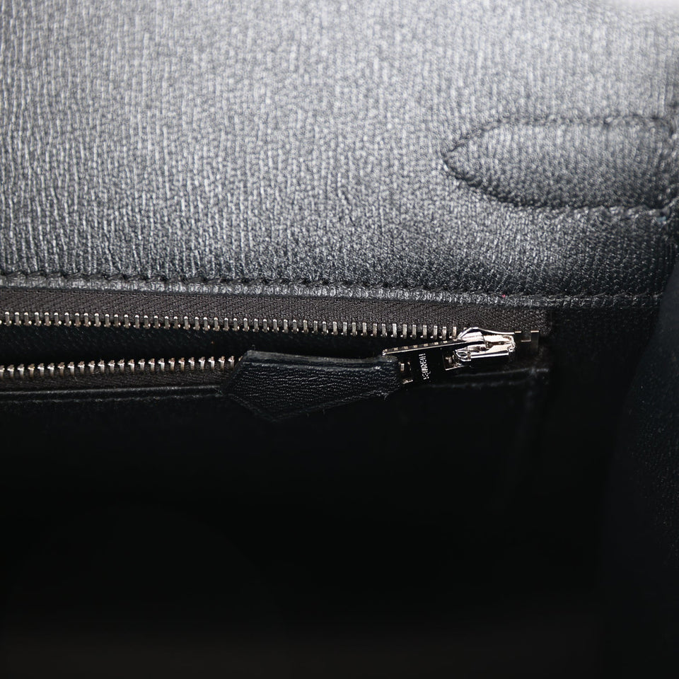 Hermes Birkin Sellier 30 Black Shiny Porosus Crocodile Palladium Hardware