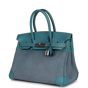 Vintage Hermes Birkin 30 Denim and Blue Jean Gulliver Palladium Hardware