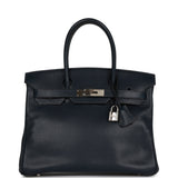 Hermes Birkin 30 Bleu Indigo Vache Liegee Palladium Hardware