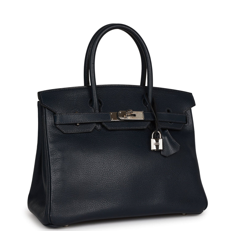 Hermes Birkin 30 Bleu Indigo Vache Liegee Palladium Hardware