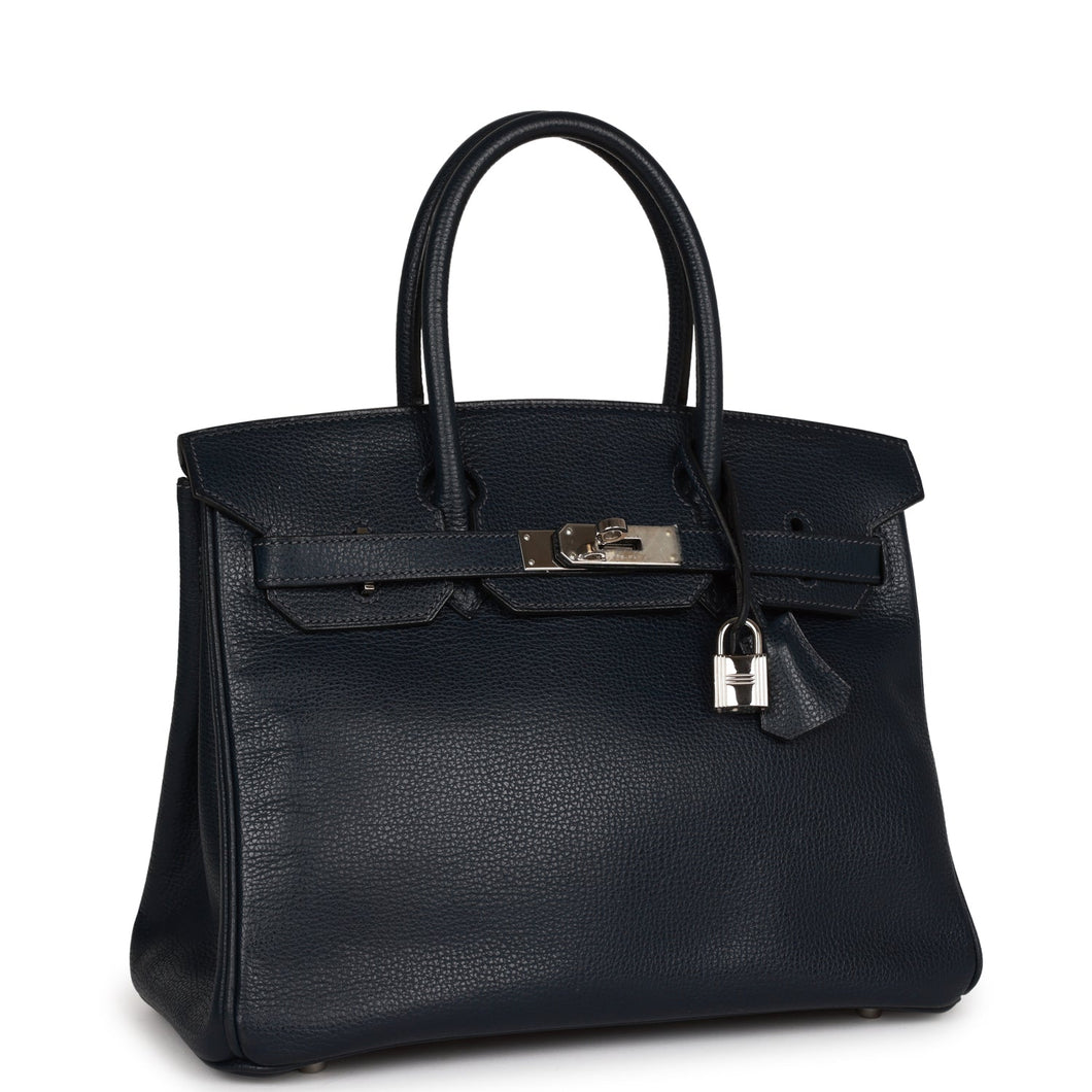 Hermes Birkin 30 Bleu Indigo Vache Liegee Palladium Hardware