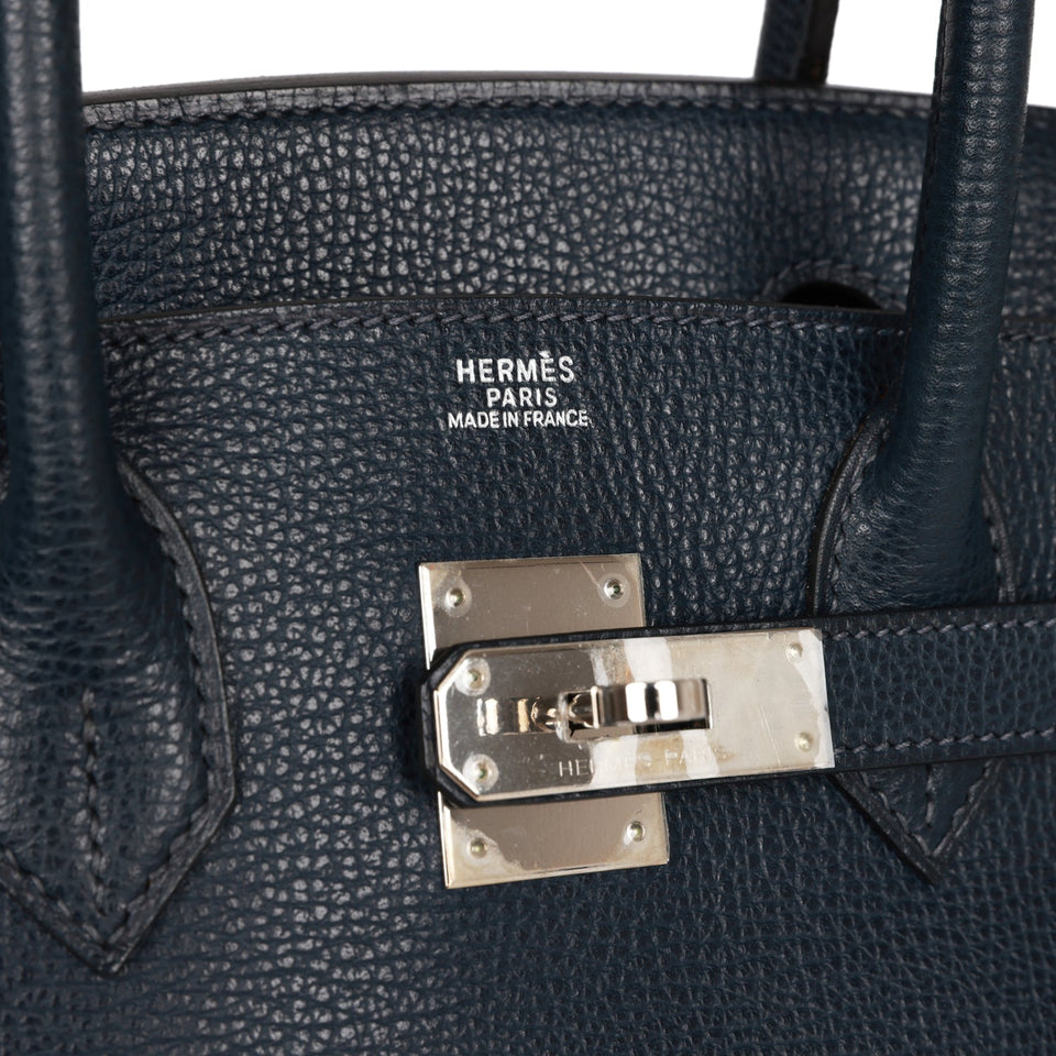 Hermes Birkin 30 Bleu Indigo Vache Liegee Palladium Hardware