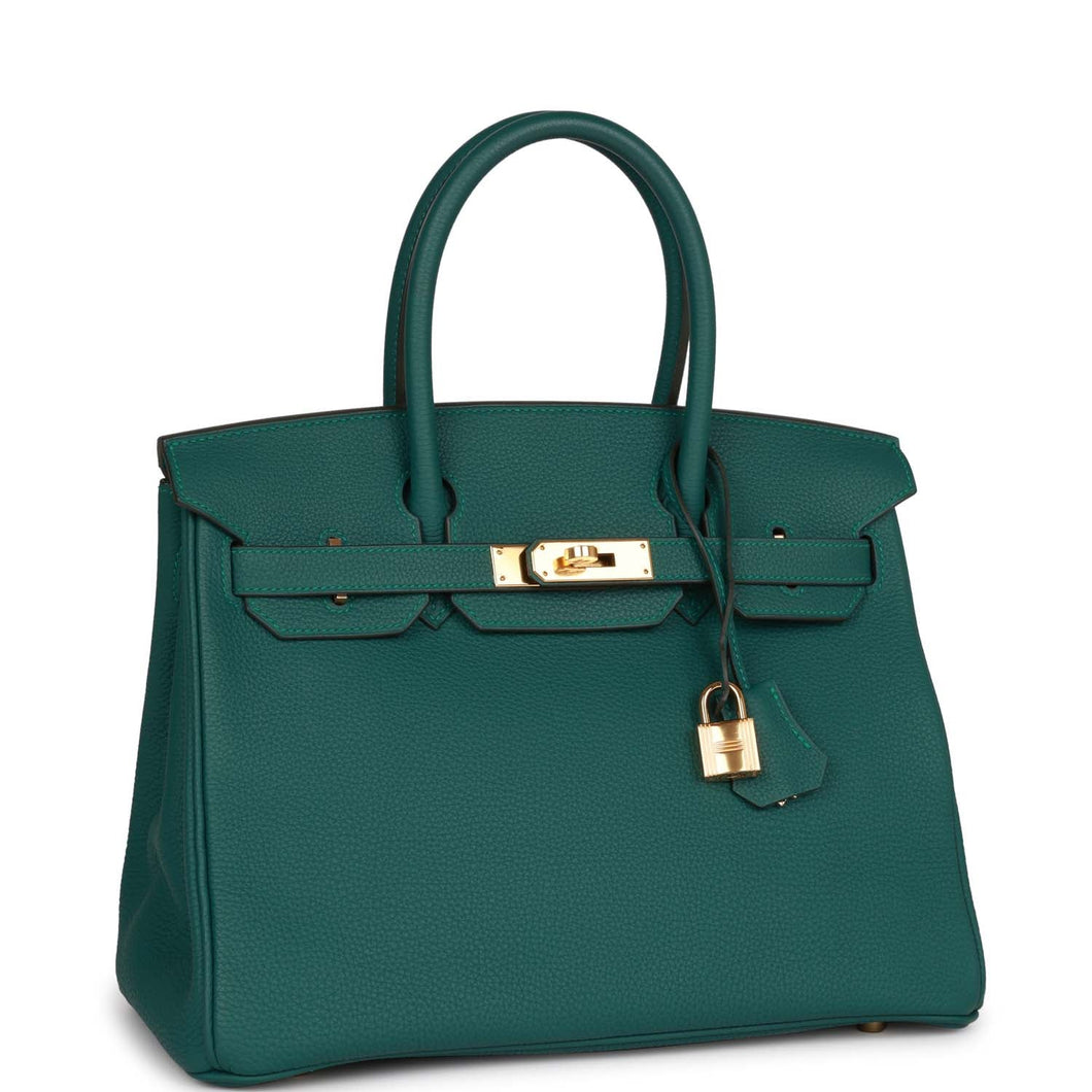 Hermes Birkin 30 Malachite Togo Gold Hardware