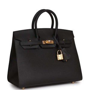 Hermes Birkin Sellier 25 Black Epsom Gold Hardware
