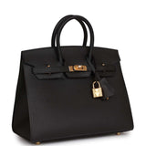 Hermes Birkin Sellier 25 Black Epsom Gold Hardware