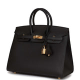 Hermes Birkin Sellier 25 Black Epsom Gold Hardware