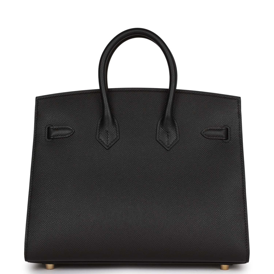 Hermes Birkin Sellier 25 Black Epsom Gold Hardware