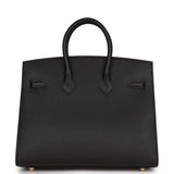 Hermes Birkin Sellier 25 Black Epsom Gold Hardware
