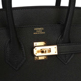 Hermes Birkin Sellier 25 Black Epsom Gold Hardware