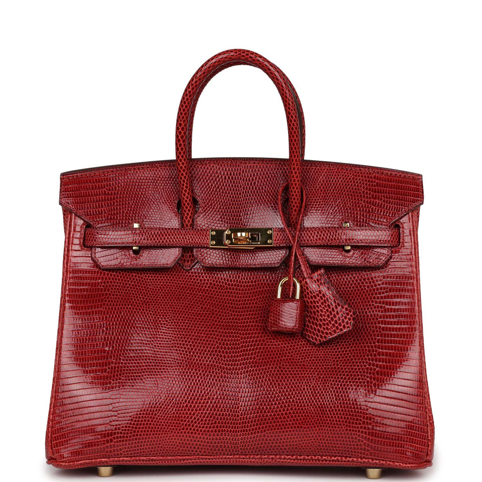 Hermes Birkin 25 Rouge Moyen Salvator Lizard Gold Hardware