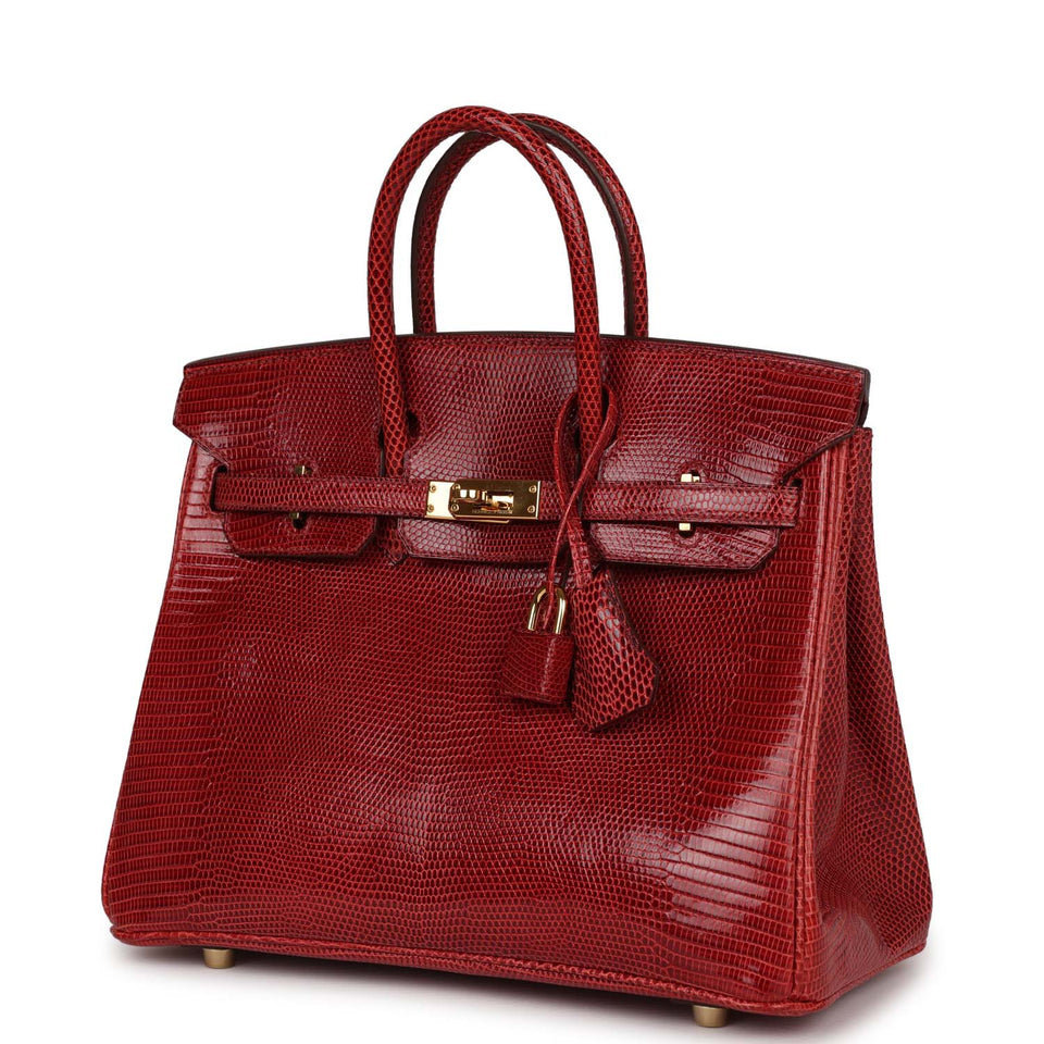 Hermes Birkin 25 Rouge Moyen Salvator Lizard Gold Hardware