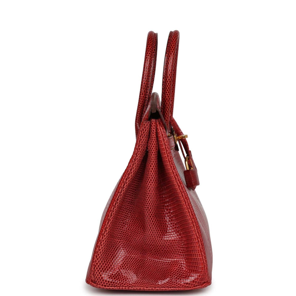 Hermes Birkin 25 Rouge Moyen Salvator Lizard Gold Hardware