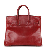 Hermes Birkin 25 Rouge Moyen Salvator Lizard Gold Hardware